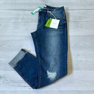 KanCan Annalise Skinny Distressed Frayed Hem scuffed Jean Sz 31/12‎ NWT